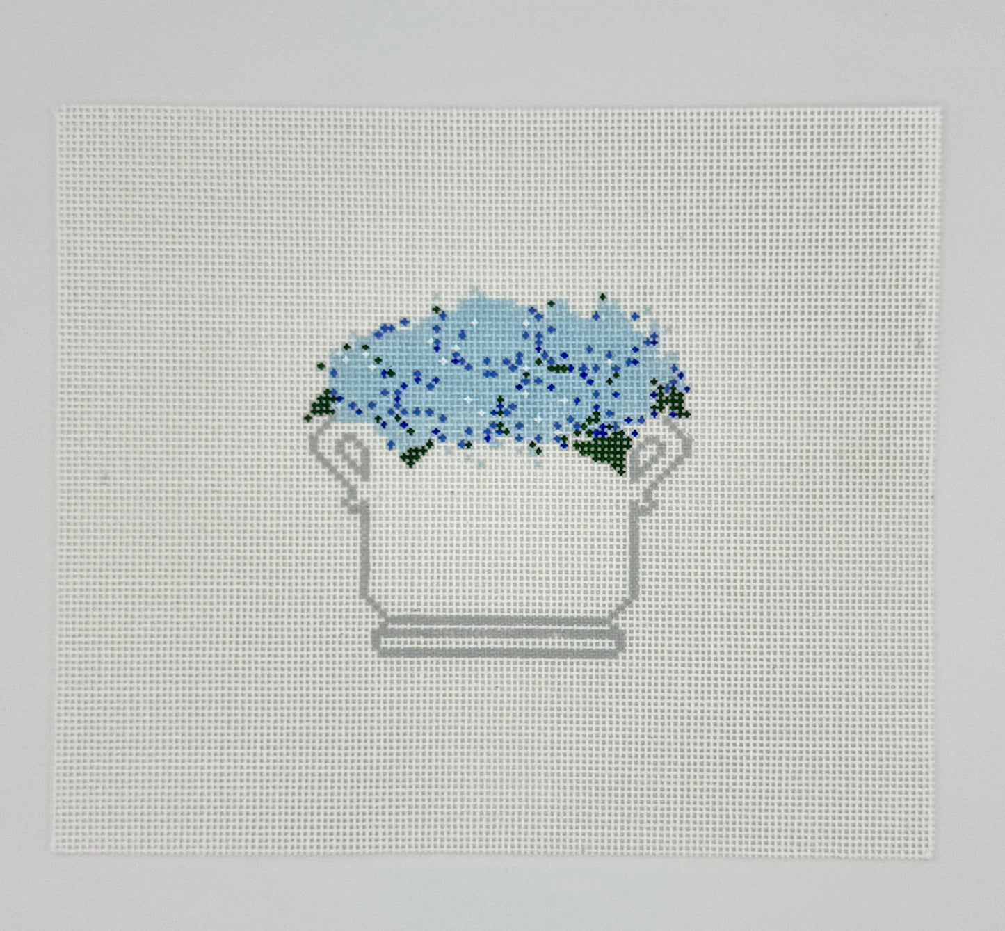 Blue Hydrangea Floral Arrangement Needlepoint Canvas