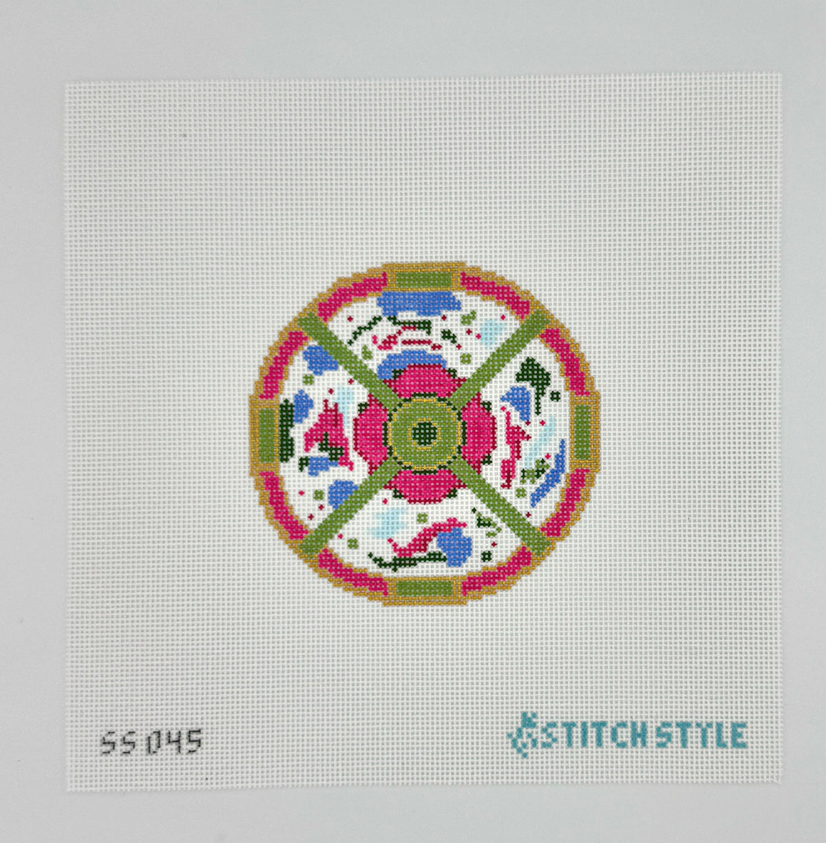 Famille Rose Plate Needlepoint Canvas