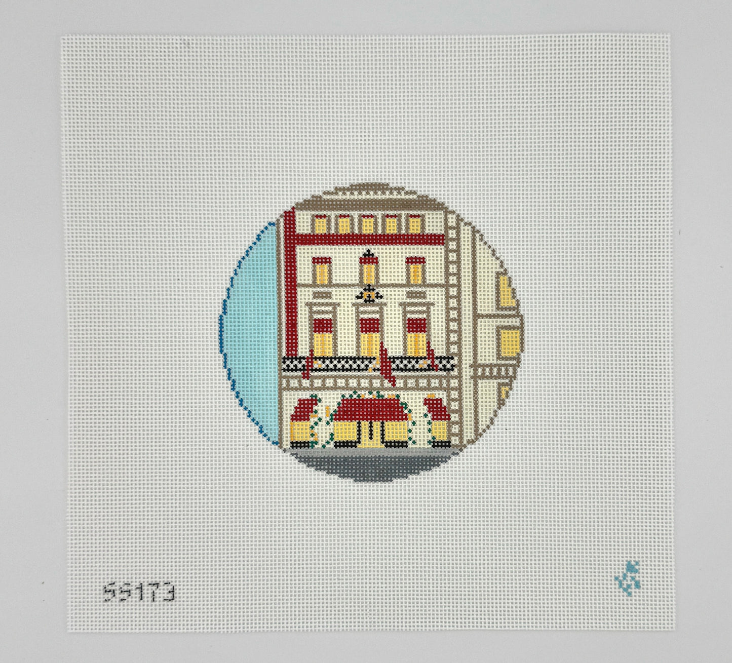 New York Cartier Store Round Needlepoint Canvas