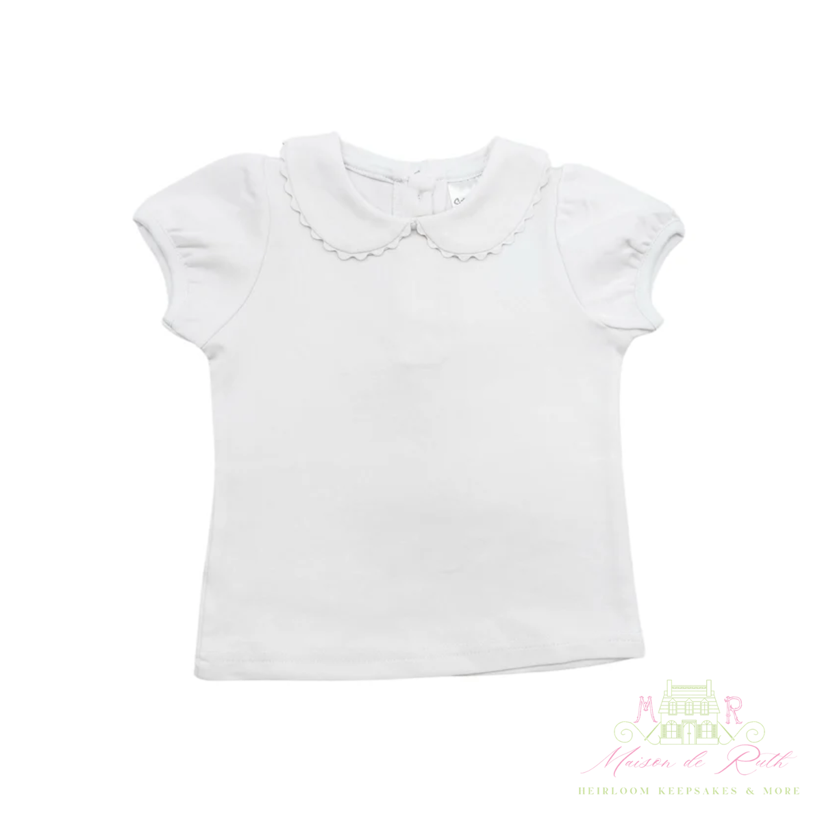 Short Sleeve Scalloped Collared Shirt