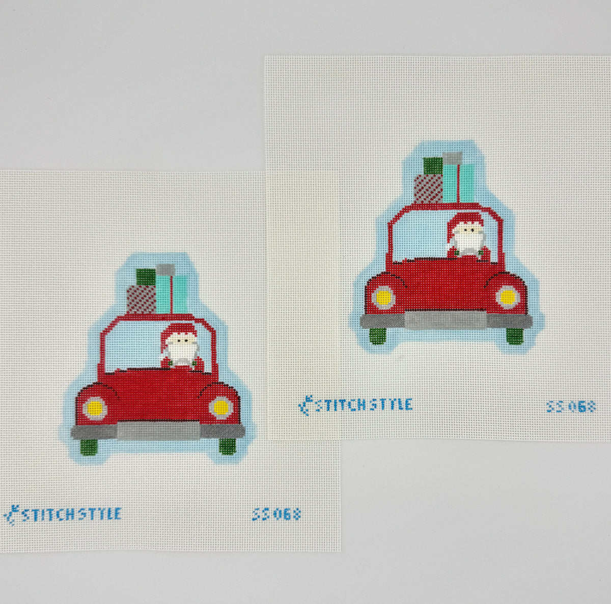 Santa in Car Needlepoint Canvas