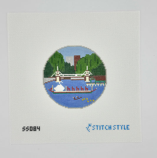 Boston Public Gardens Round Needlepoint Canvas