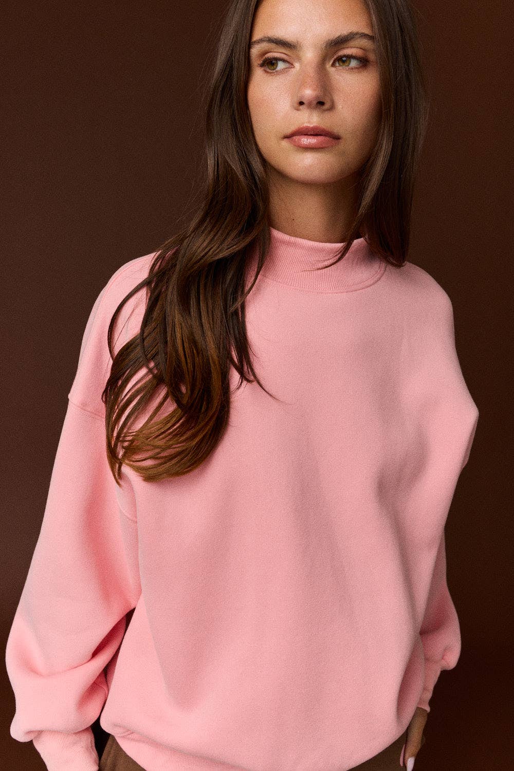 Pink Mock Neck Sweatshirt