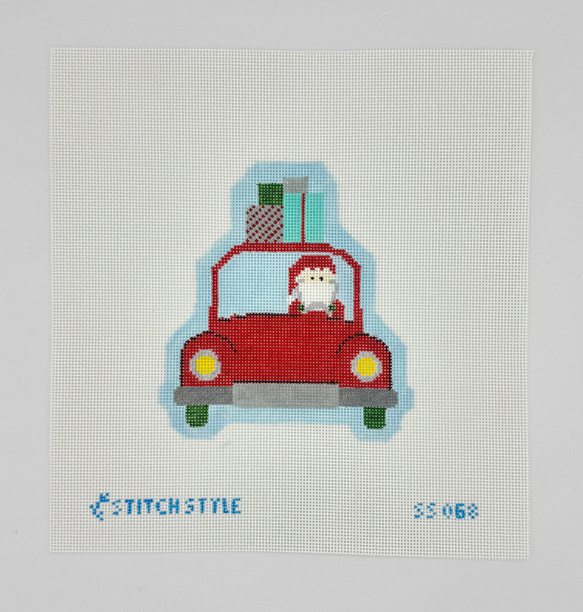 Santa in Car Needlepoint Canvas