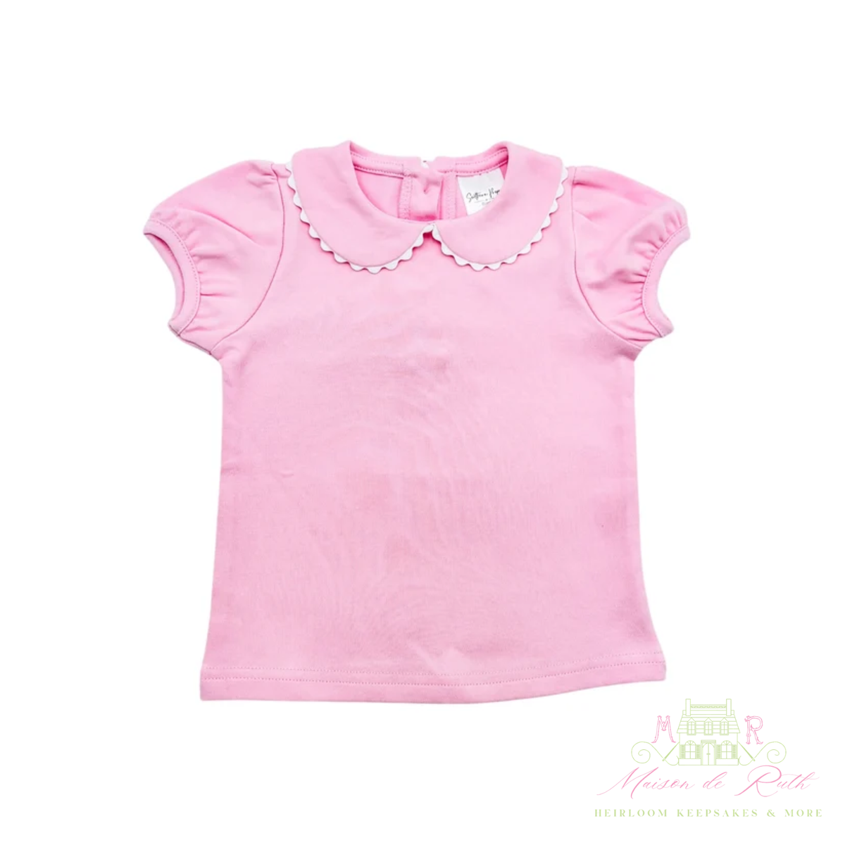 Short Sleeve Scalloped Collared Shirt