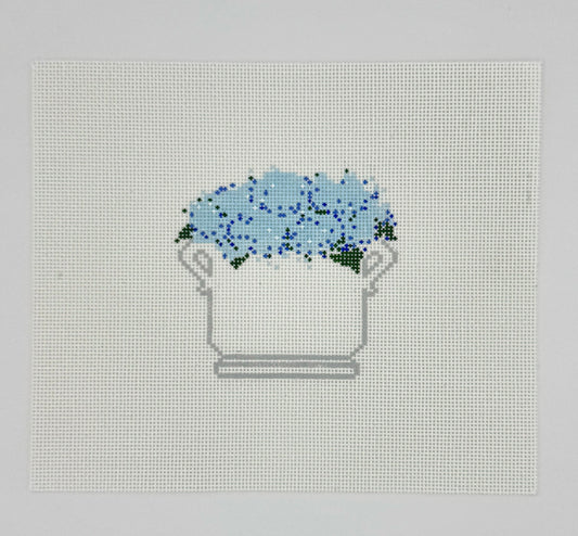 Blue Hydrangea Floral Arrangement Needlepoint Canvas