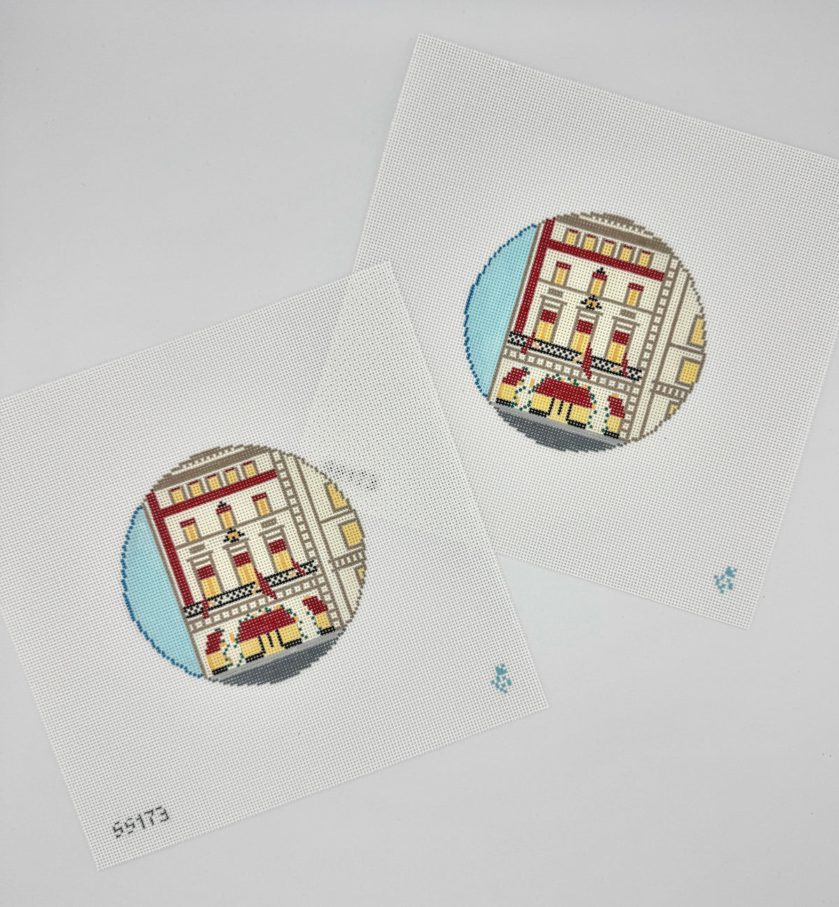New York Cartier Store Round Needlepoint Canvas