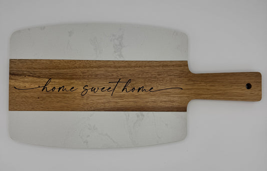 Engraved Marble & Acacia Wood “Home Sweet Home” Serving Board