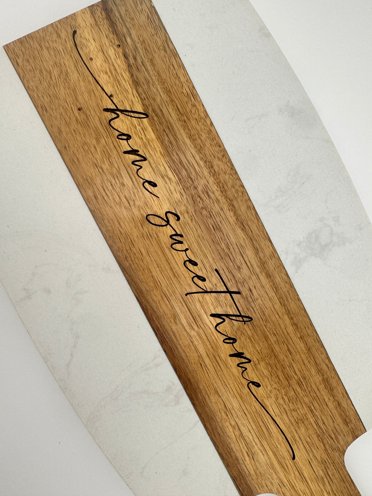 Engraved Marble & Acacia Wood “Home Sweet Home” Serving Board