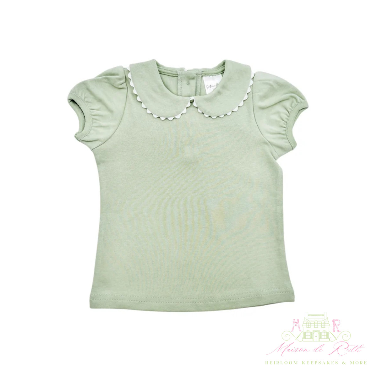 Short Sleeve Scalloped Collared Shirt