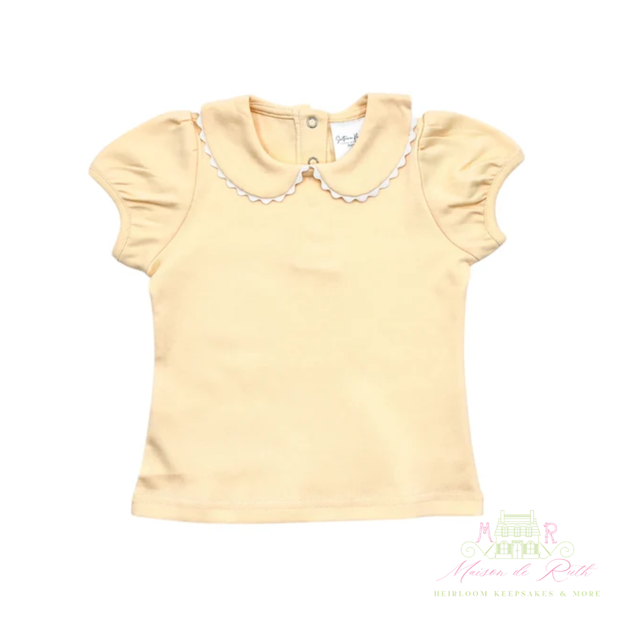Short Sleeve Scalloped Collared Shirt
