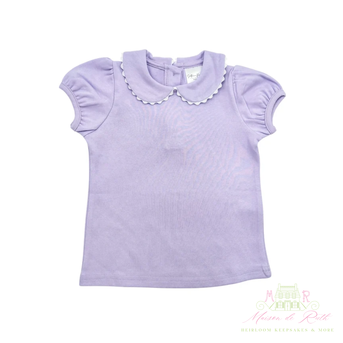 Short Sleeve Scalloped Collared Shirt